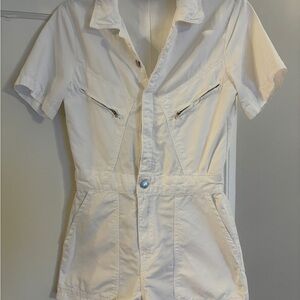 Zara White Short Sleeve Jumpsuit